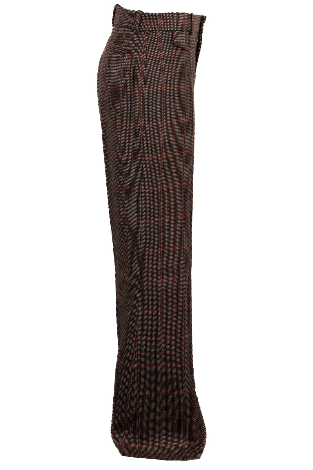 CHLOÉ Tailored Checked Pants Wool Brown