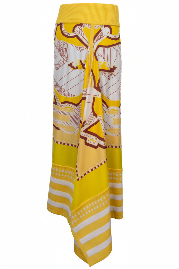 HERMÈS Silk Carré Skirt Yellow