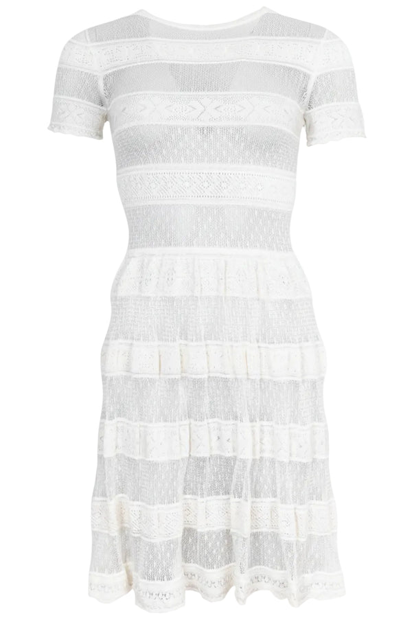 CHRISTIAN DIOR Robe en maille transparente ivoire