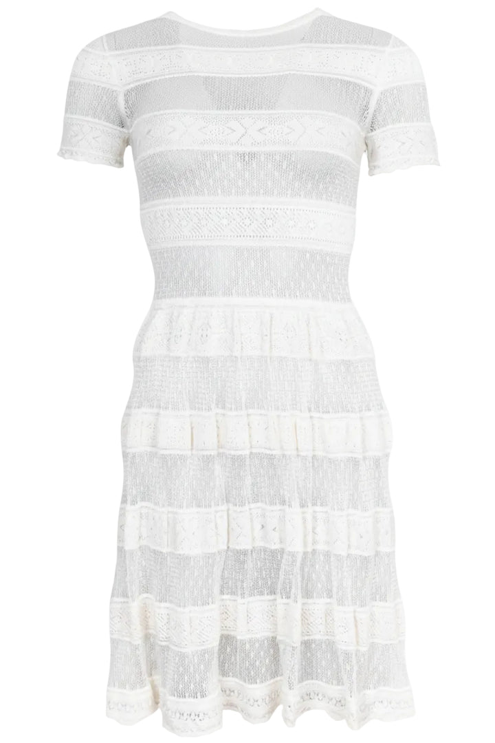 CHRISTIAN DIOR Sheer Knit Dress Ivory