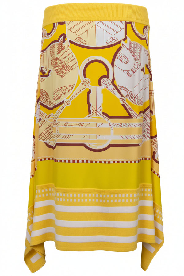 Jupe carrée en soie jaune HERMÈS