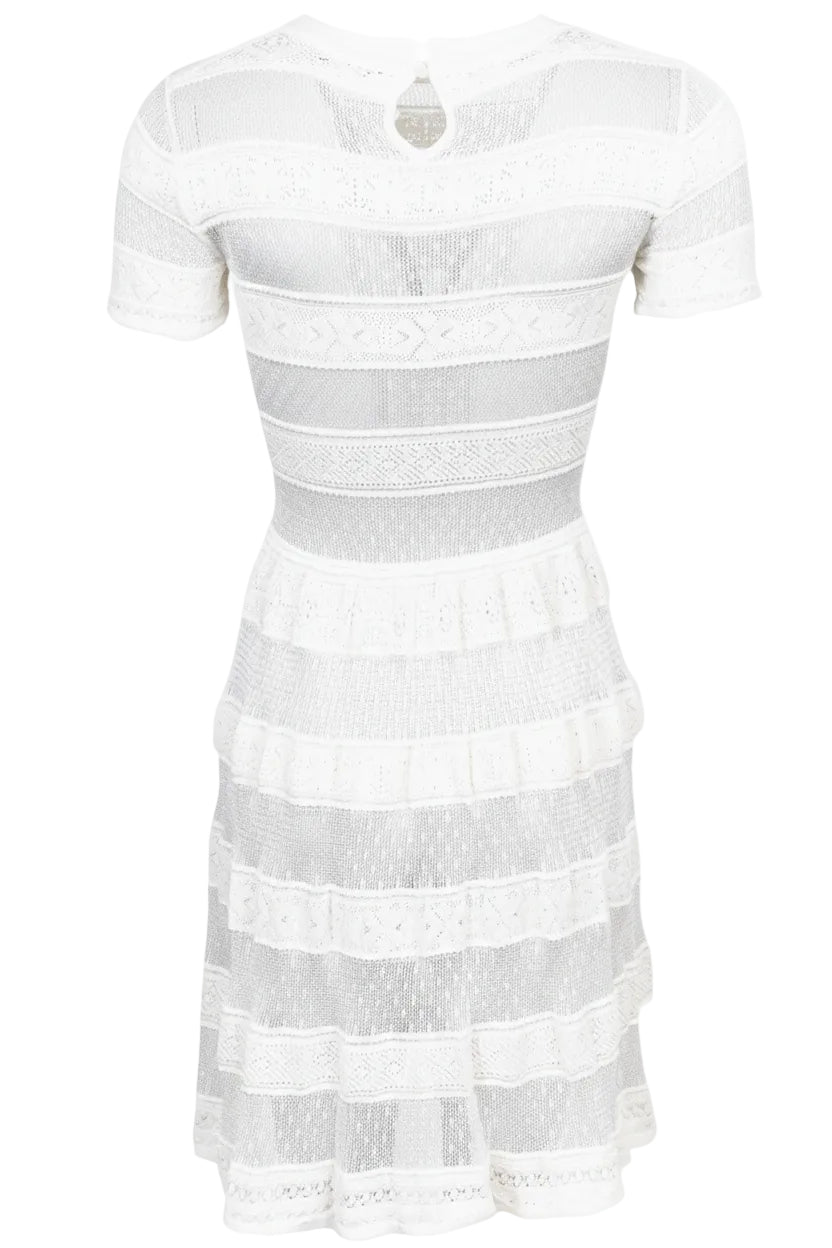 CHRISTIAN DIOR Sheer Knit Dress Ivory