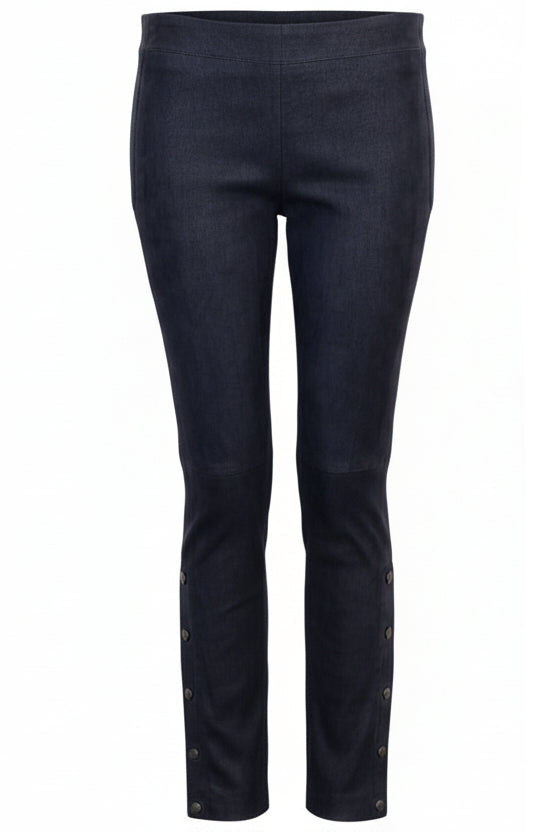 CHANEL Pantalon Daim Bleu Daim Marine