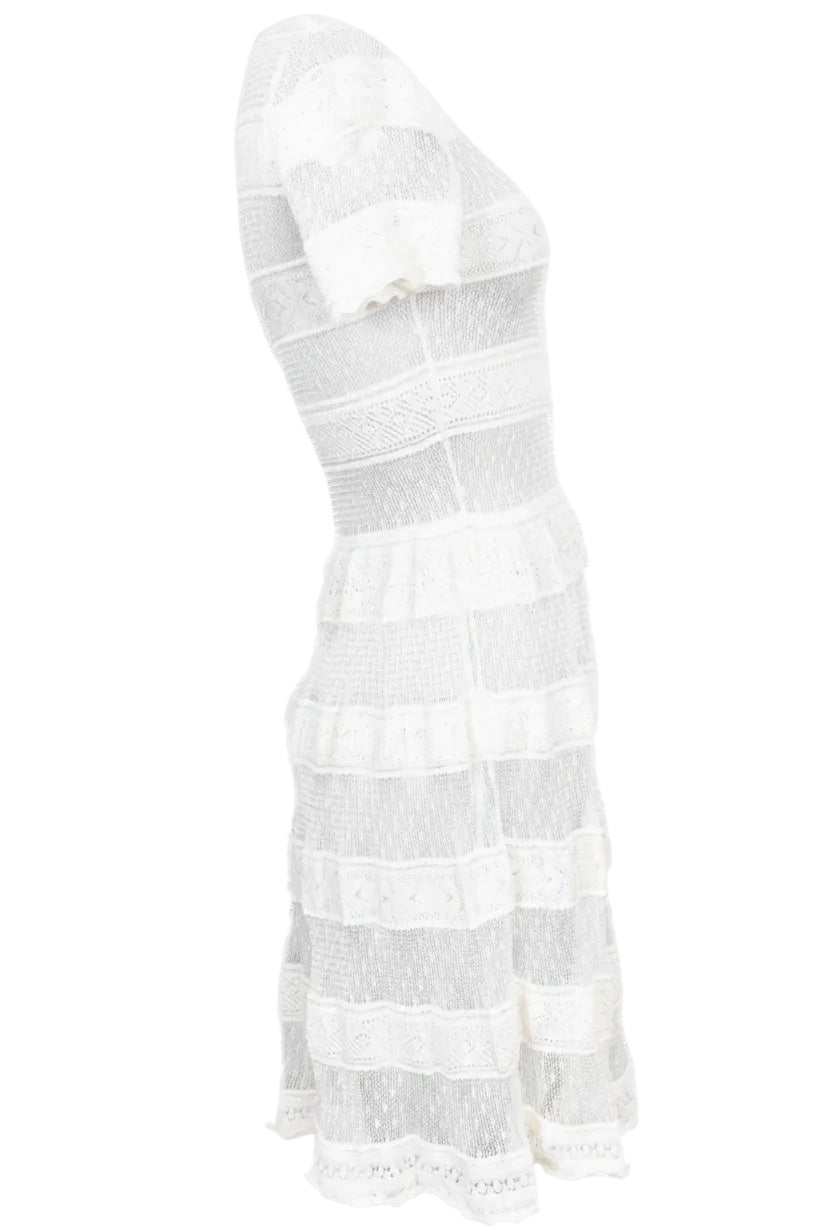 CHRISTIAN DIOR Sheer Knit Dress Ivory