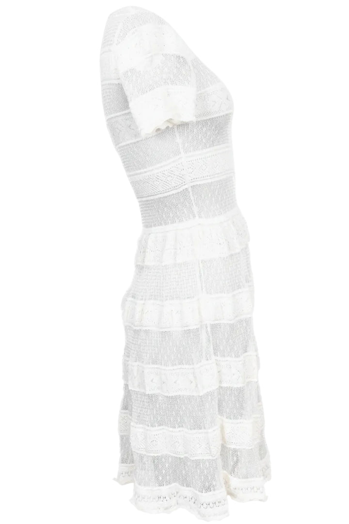 CHRISTIAN DIOR Sheer Knit Dress Ivory