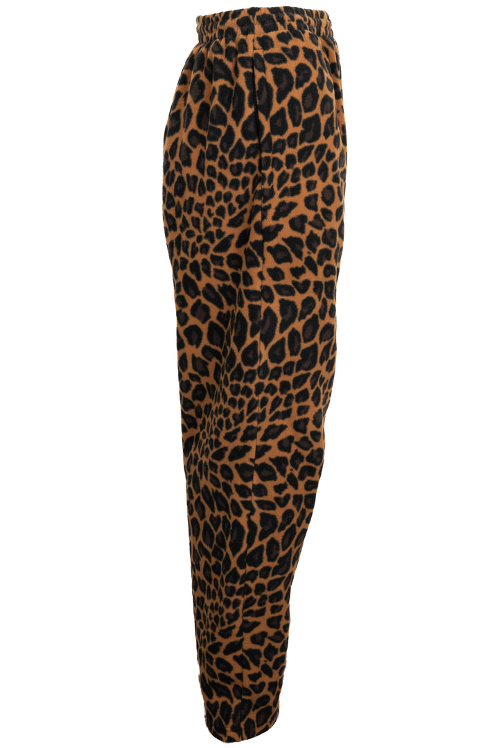 BALENCIAGA Cheetah Print Fleece Pants Brown