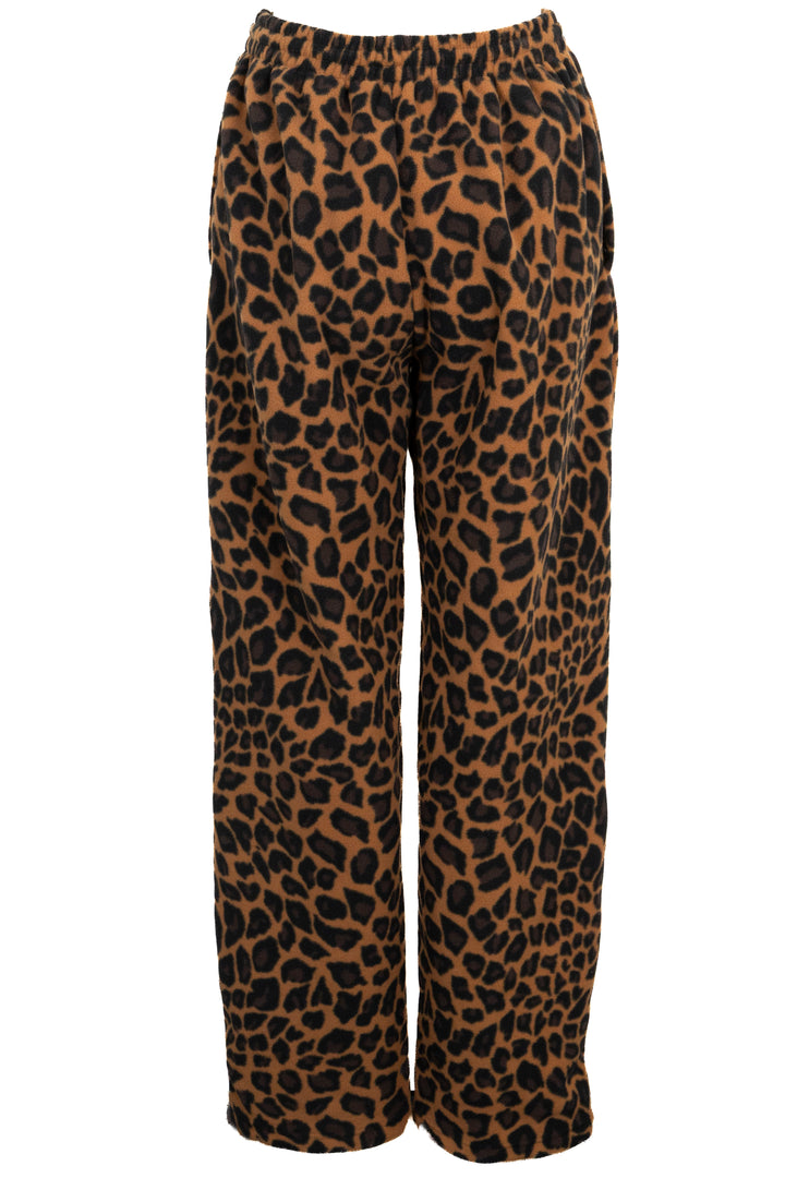 BALENCIAGA Cheetah Print Fleece Pants Brown