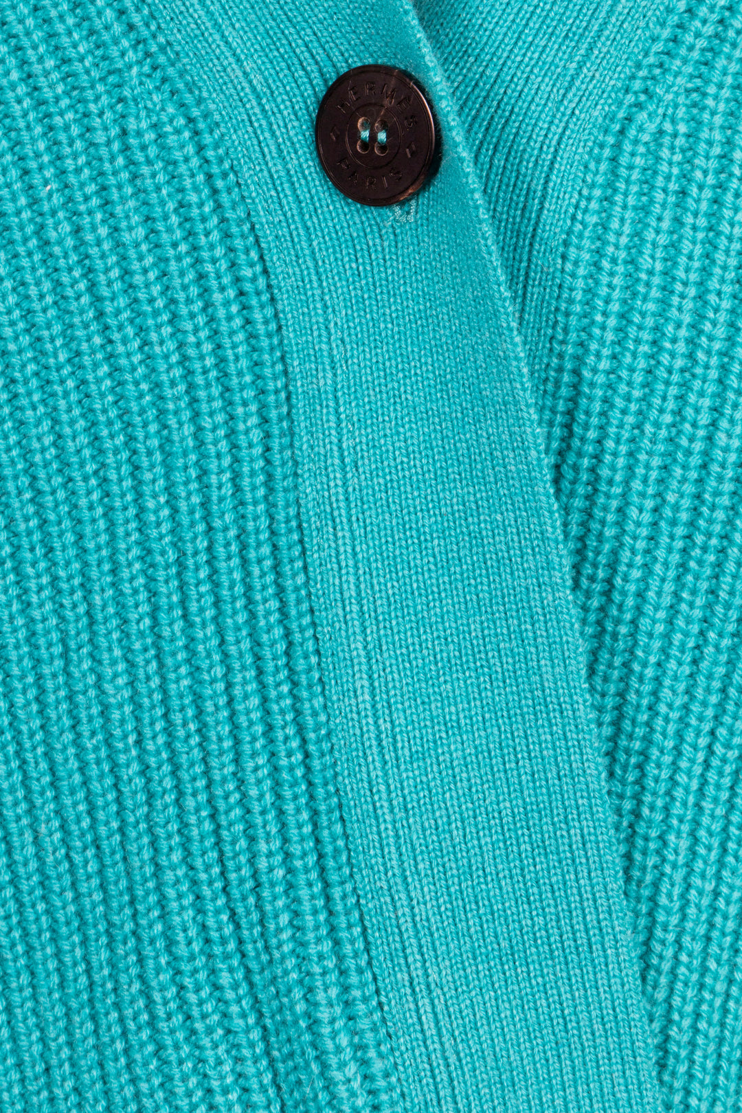 HERMÈS One Button Cardigan Cashmere Turquoise