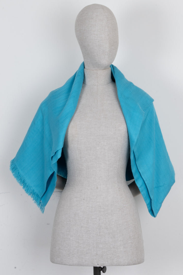 HERMÈS H Fringed Scarf Turquoise
