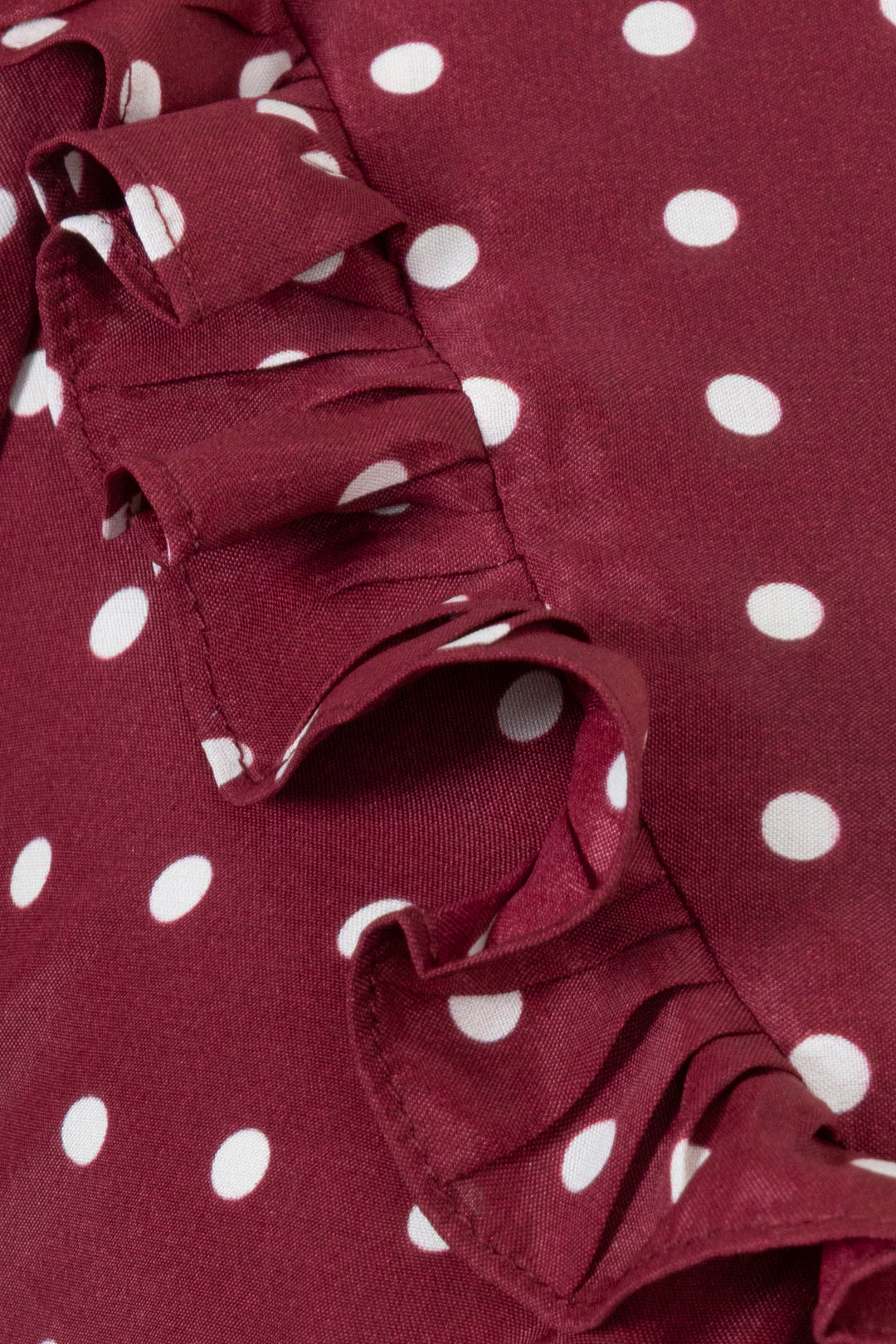 ZIMMERMANN Ruffled High Neck Polka Dot Blouse Satin Red