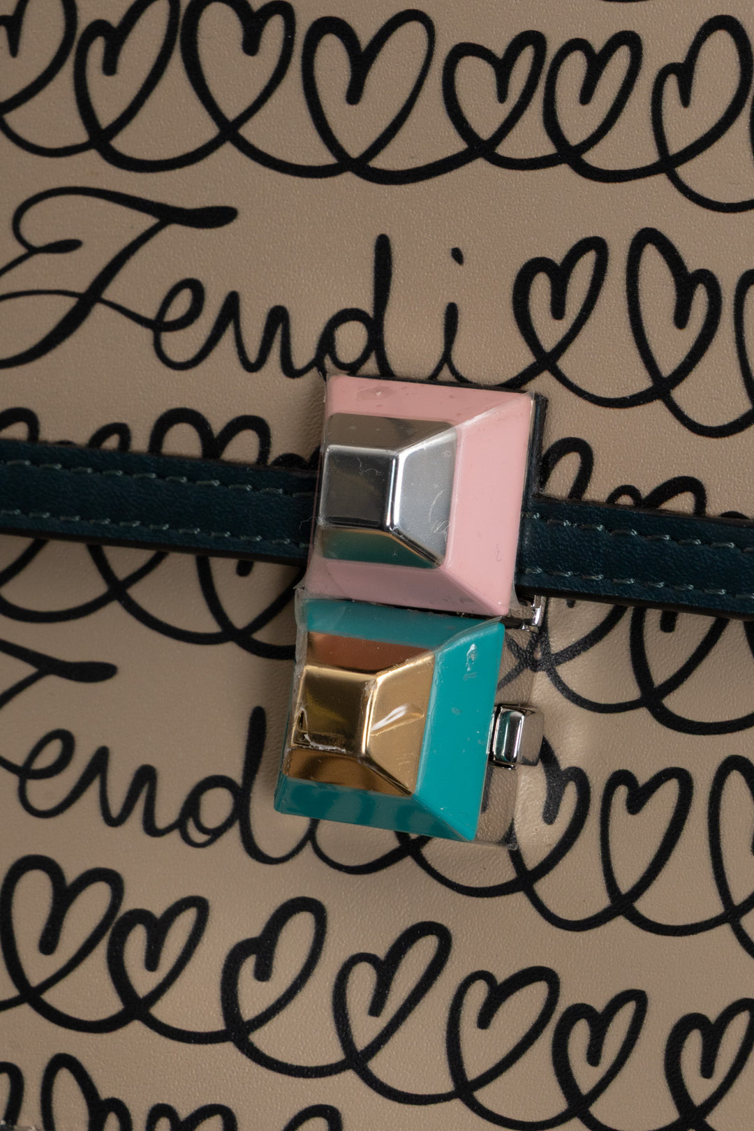 FENDI Kan I Crossbody Bag Beige Green