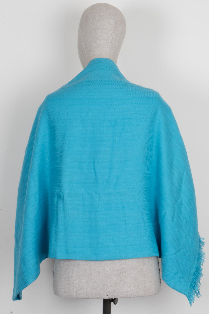HERMÈS H Fringed Scarf Turquoise