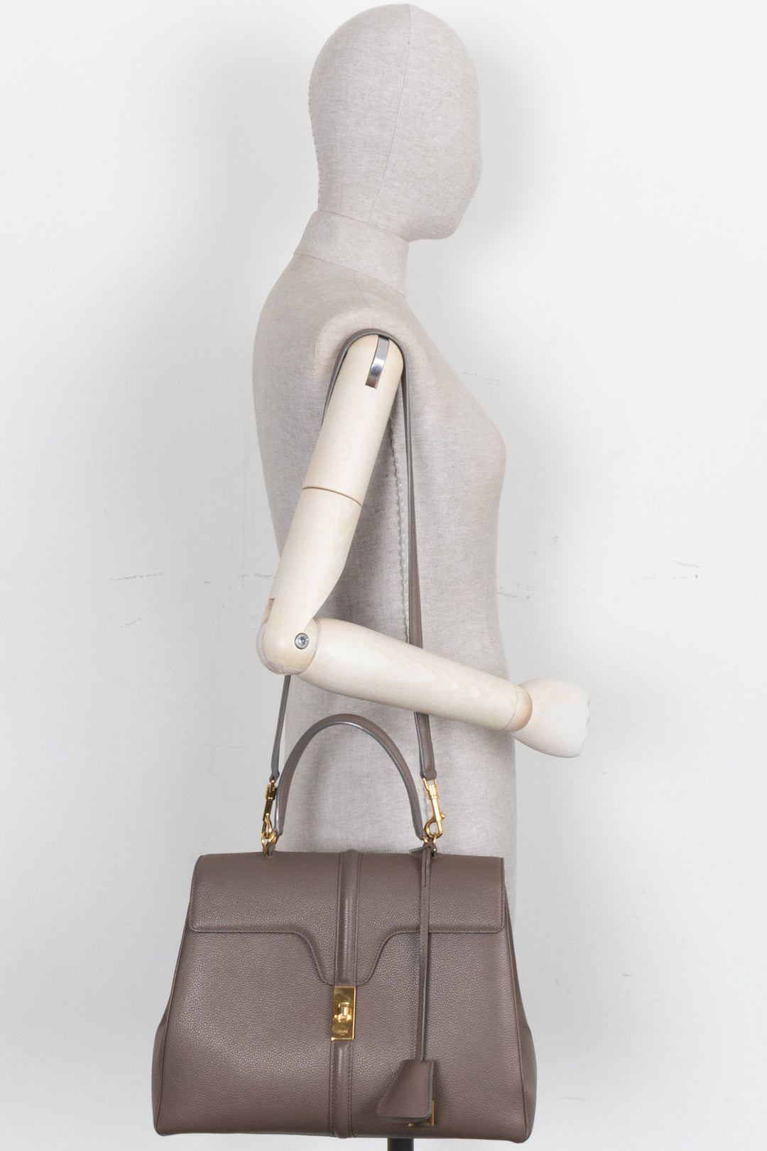 CELINE 16 Bag Classic Leather Taupe