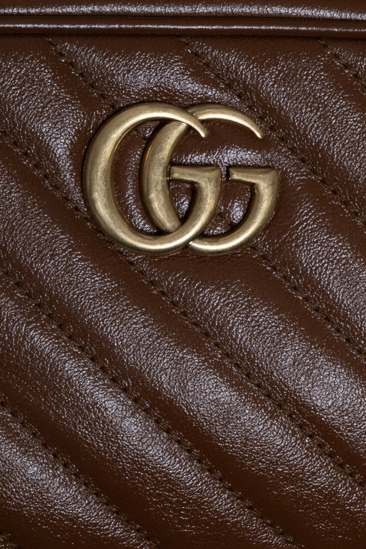 GUCCI GG Marmont Mini Camera Bag Leather Brown