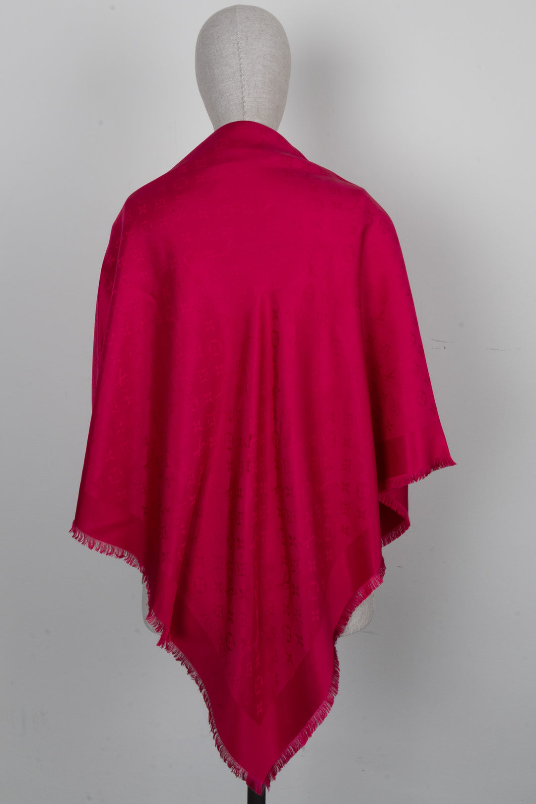 LOUIS VUITTON Fringed MNG Scarf Pink