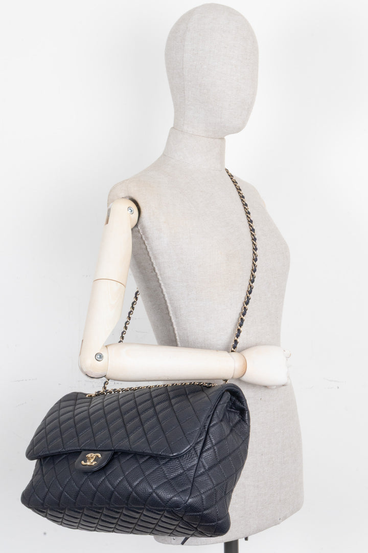 CHANEL Maxi Airline Classic Flap Bag Navy Lambskin
