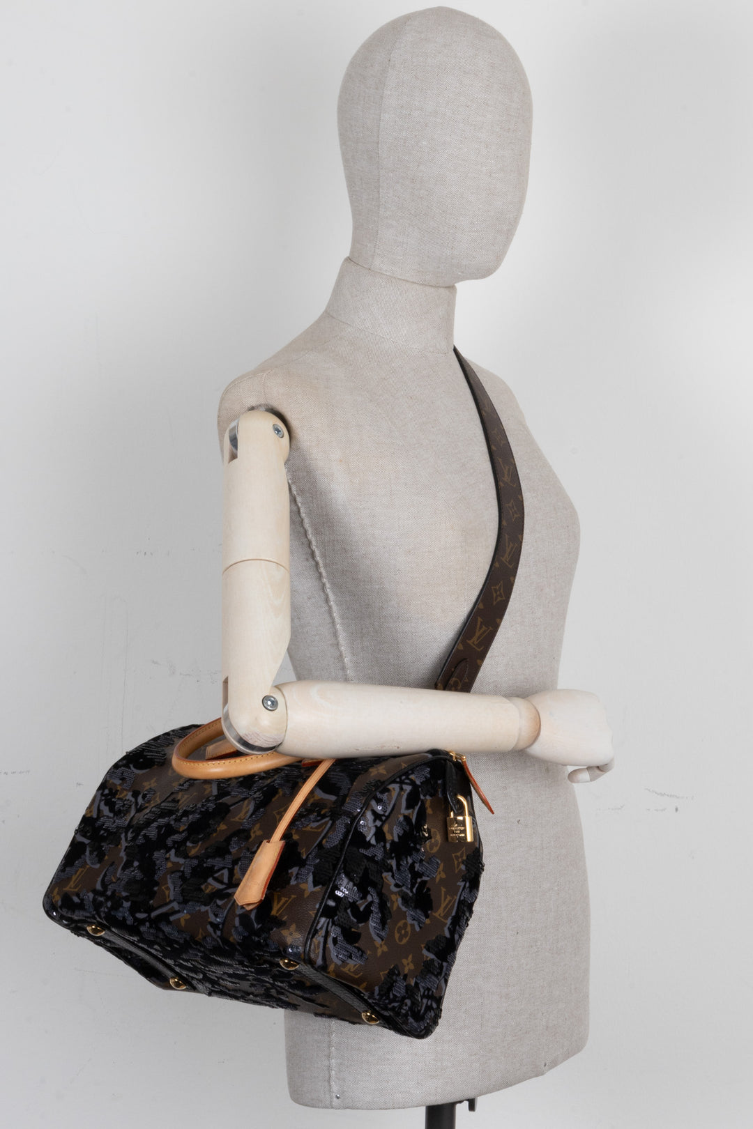 LOUIS VUITTON Fleur de Jais Speedy 30 Canvas Brown
