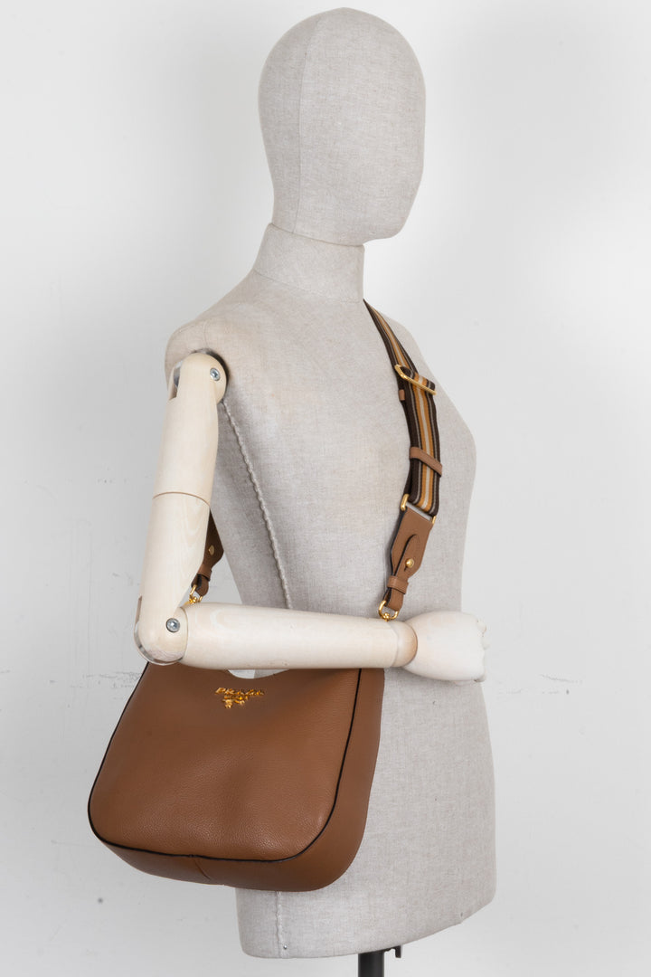 PRADA Phenix Crossbody Bag Leather Brown