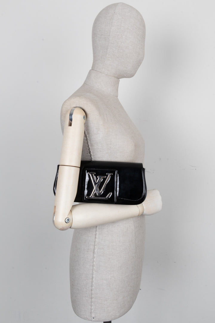 LOUIS VUITTON Sobe Clutch Epi Patent Black