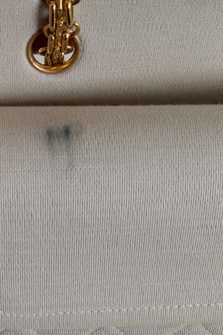 CHANEL Classic Medium Double Flap Jersey Beige