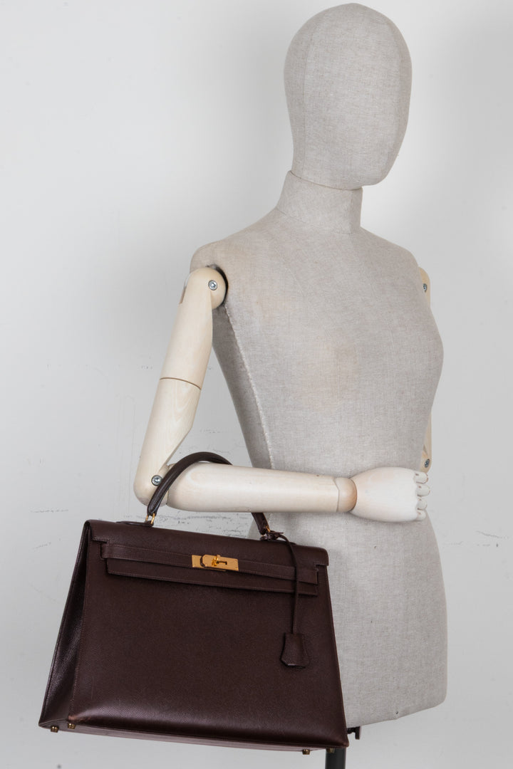 HERMÈS Kelly 35 Sellier Epsom Chocolat