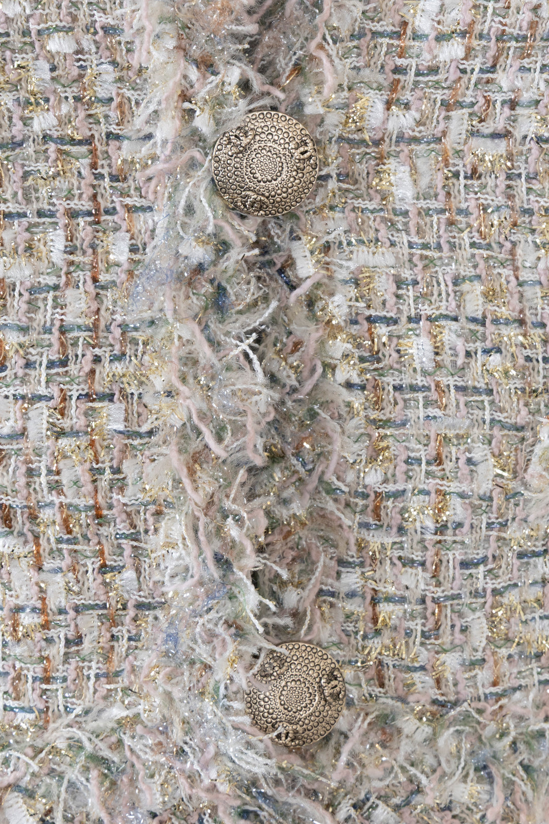 CHANEL 2005 Fringed Tweed Jacket Champagne Gold