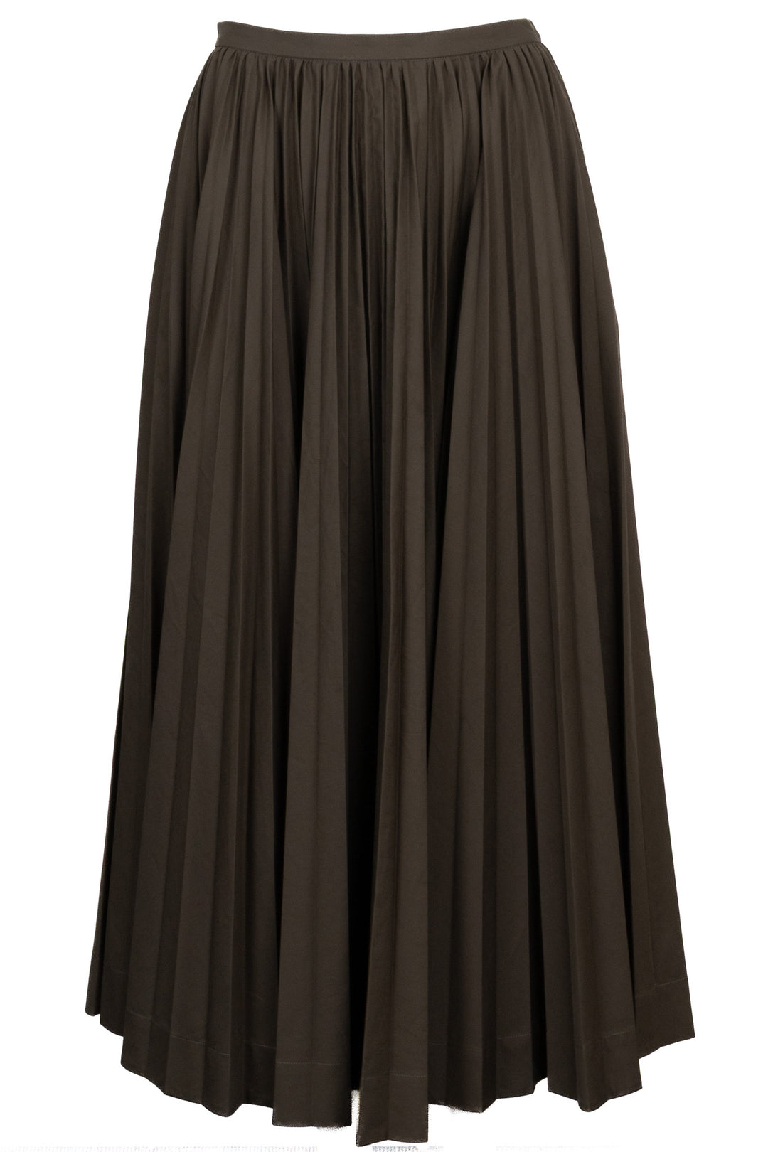 CHRISTIAN DIOR Pleated Midi Skirt Cotton Khaki