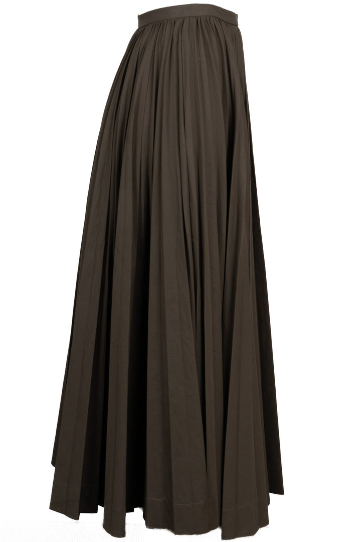 CHRISTIAN DIOR Pleated Midi Skirt Cotton Khaki