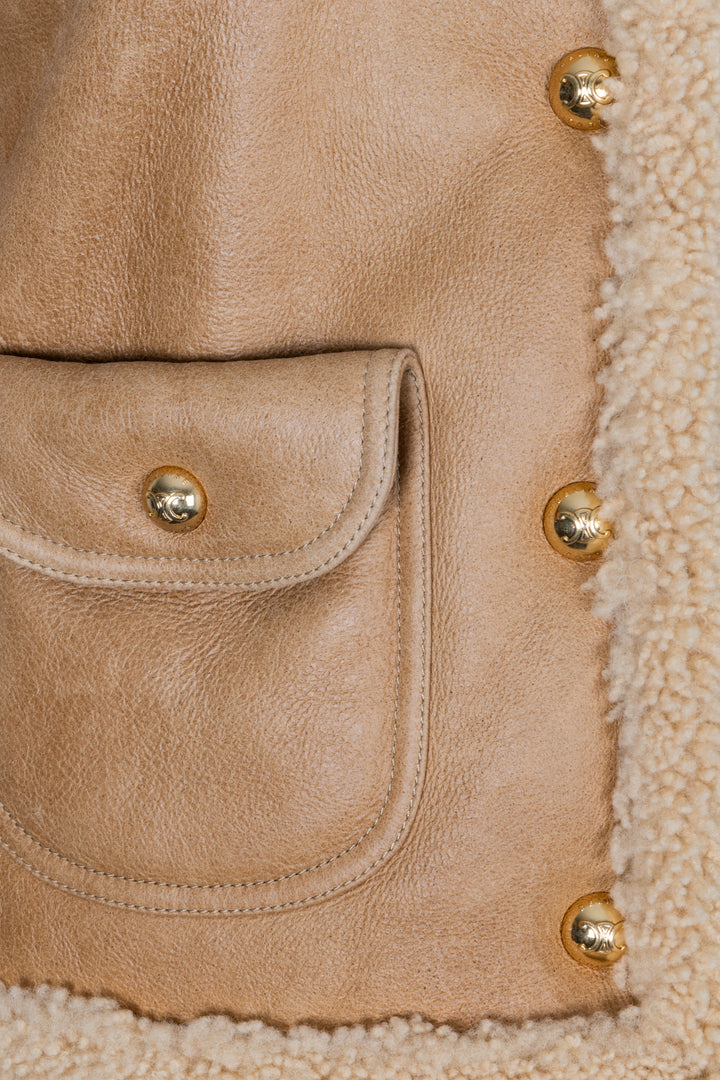 CELINE 2023 Shearling Chealsea Jacket Beige