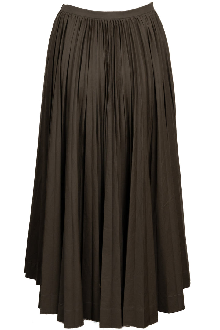 CHRISTIAN DIOR Pleated Midi Skirt Cotton Khaki