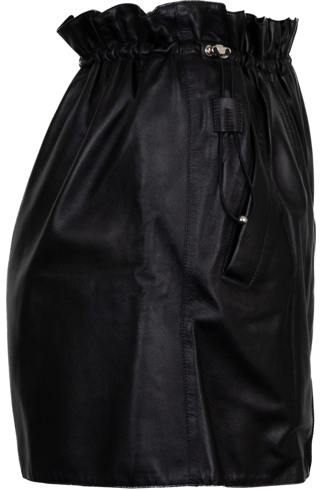HERMÈS Short à cordon en cuir d'agneau noir