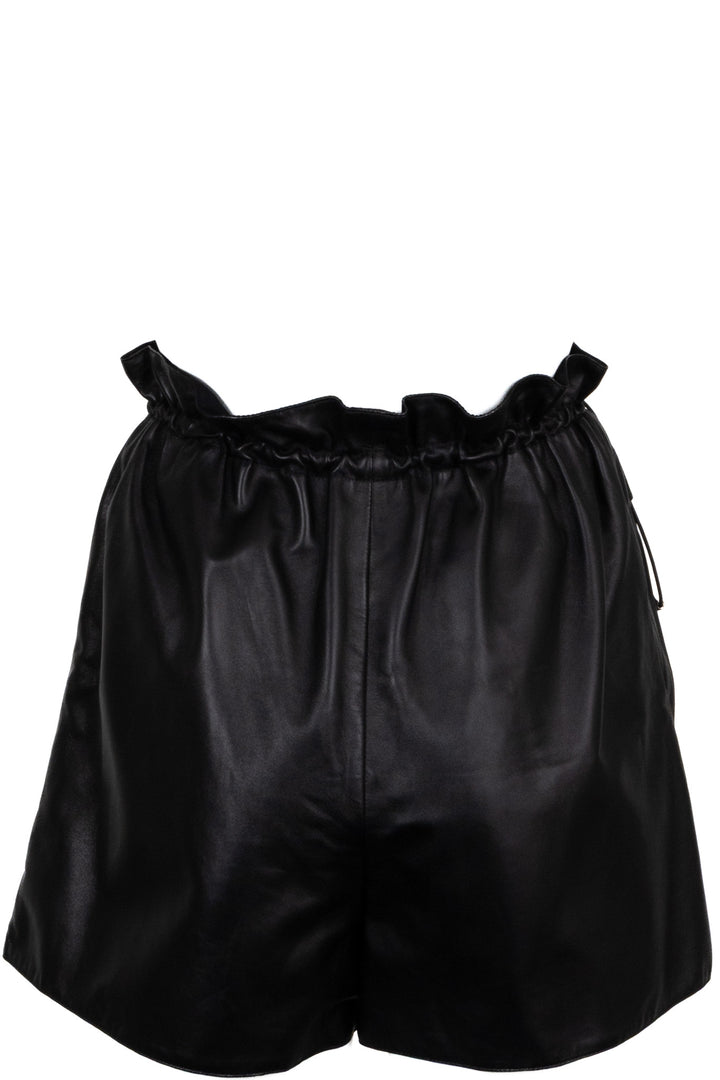 HERMÈS Short à cordon en cuir d'agneau noir