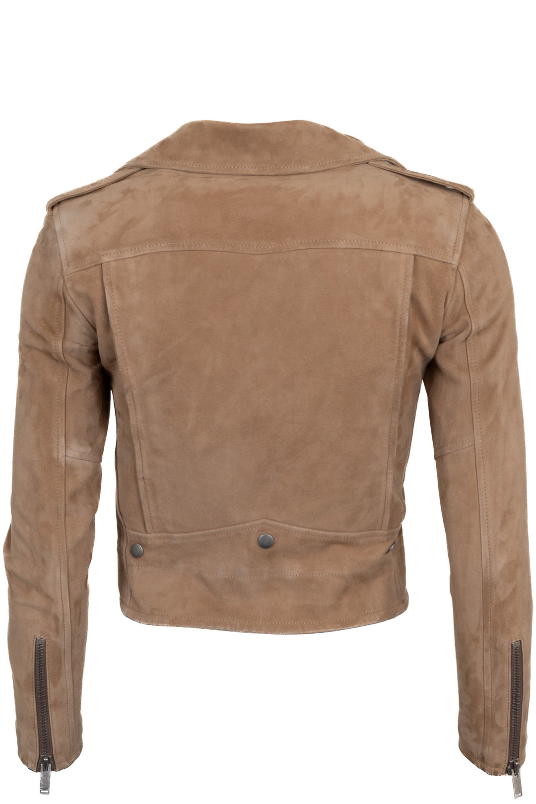 SAINT LAURENT 2017 Zip Biker Jacket Suede Brown