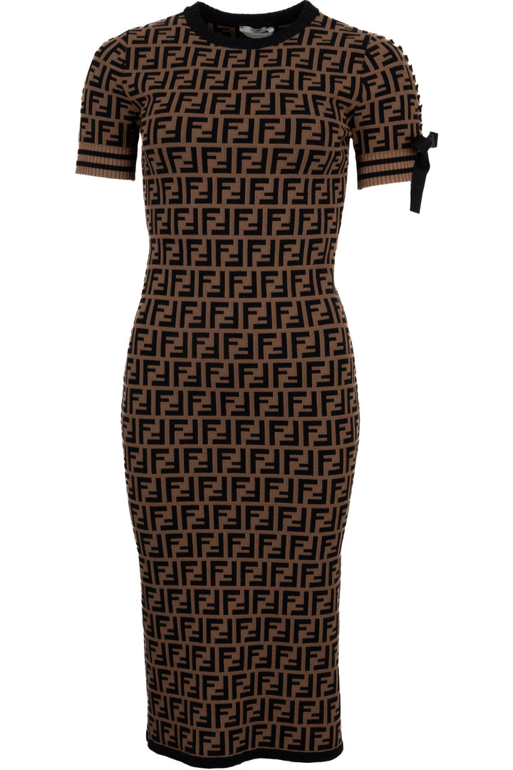 FENDI Zucca Bodycon Dress Brown