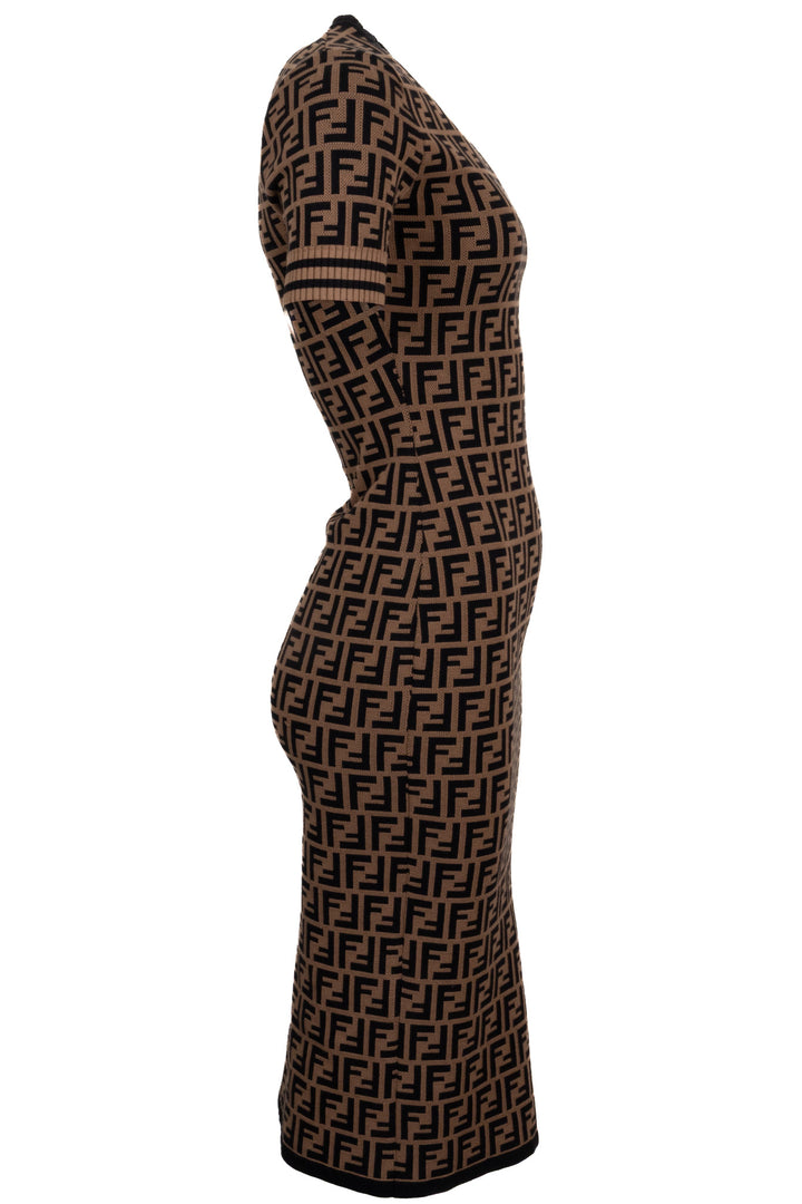 FENDI Zucca Bodycon Dress Brown