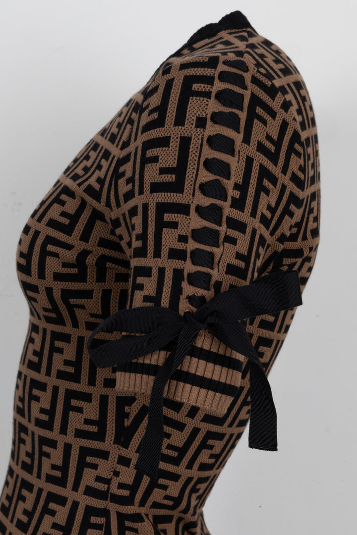 FENDI Zucca Bodycon Dress Brown