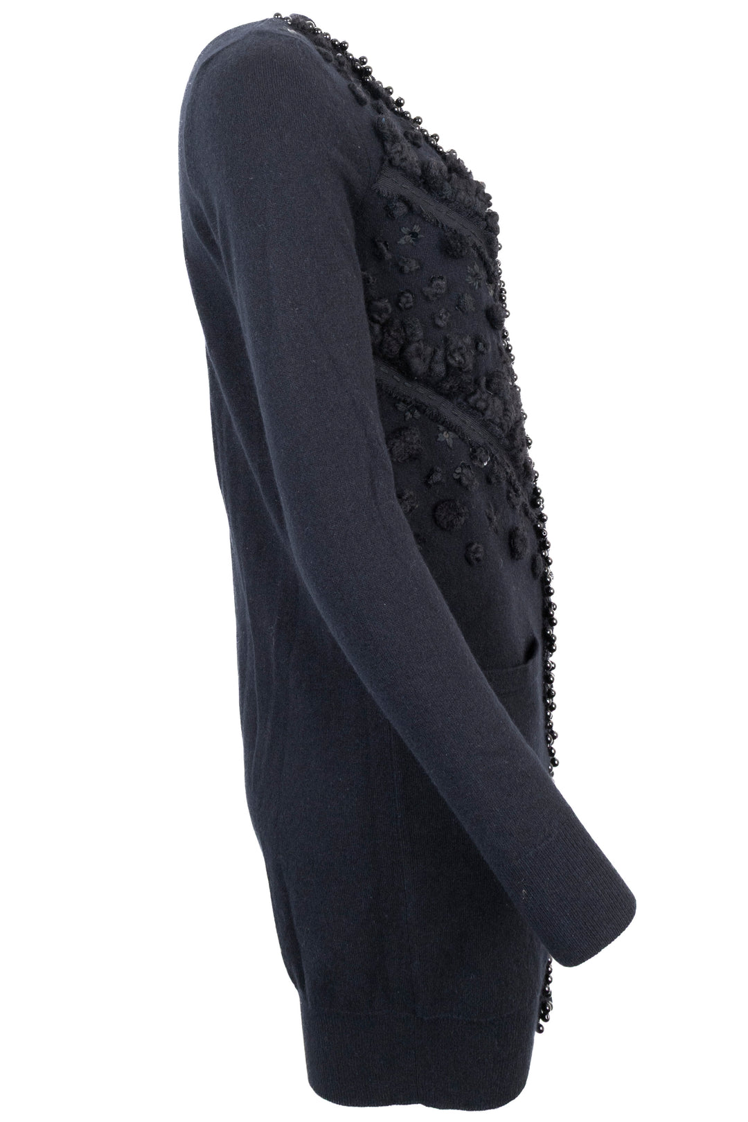 Cardigan en cachemire noir orné de perles CHANEL