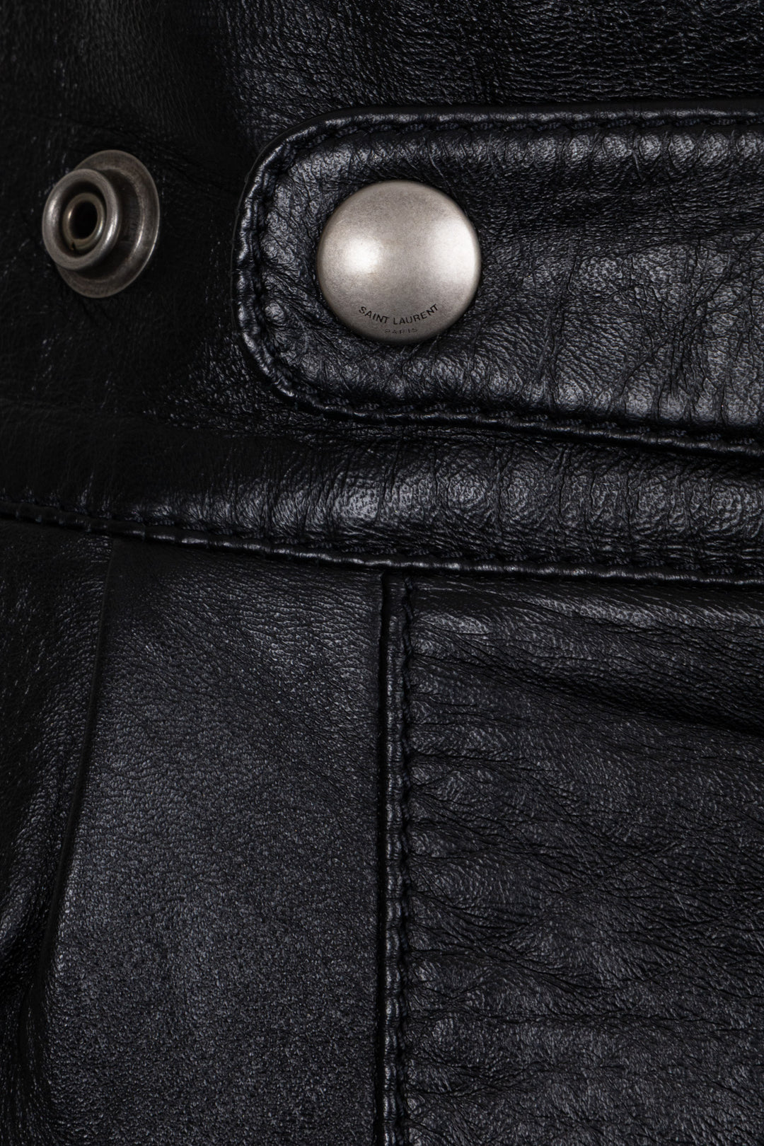 SAINT LAURENT 2021 Wrap Mini Skirt Leather Black