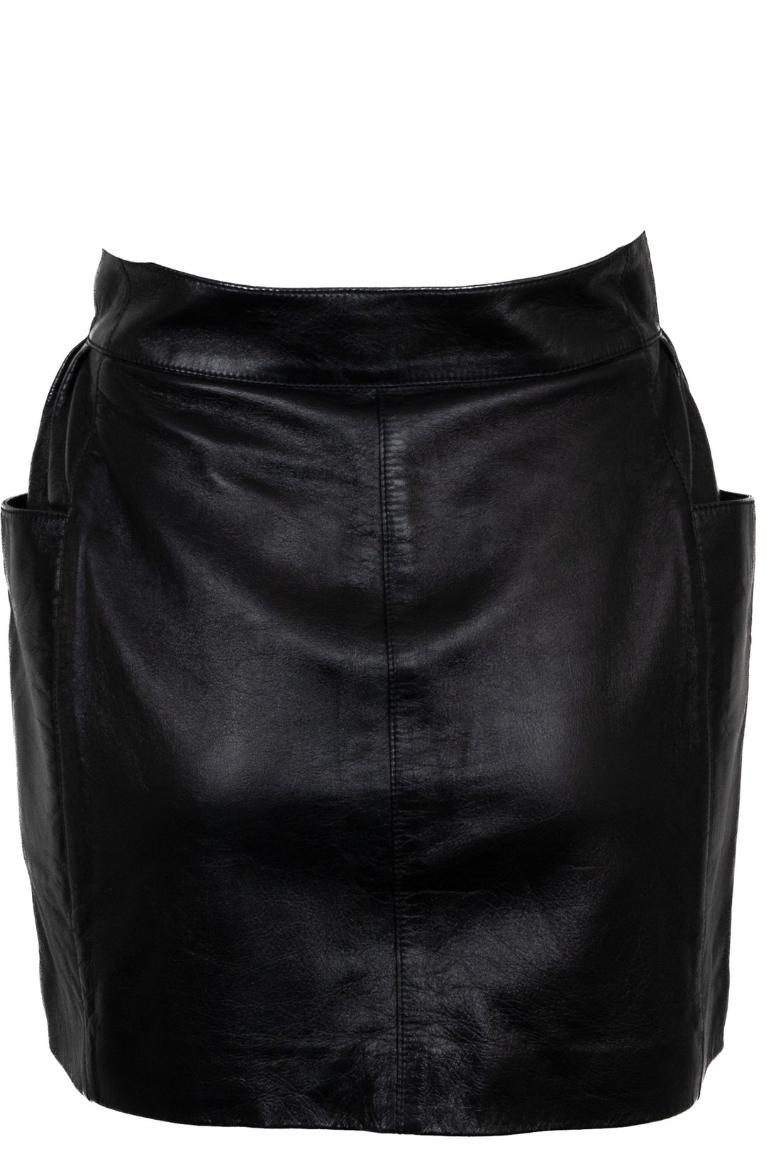 SAINT LAURENT 2021 Wrap Mini Skirt Leather Black