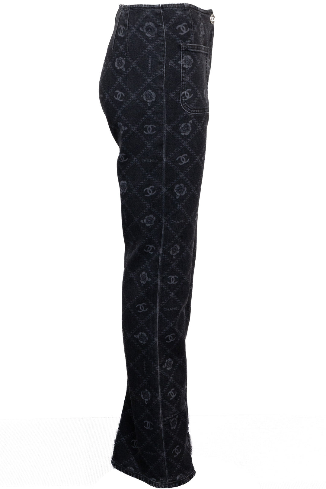CHANEL 2023 Camellia CC Bootcut Jeans Charcoal