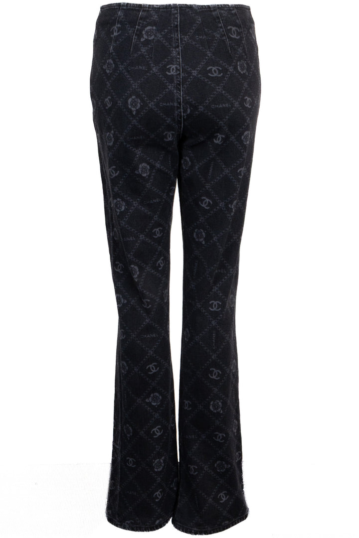 CHANEL 2023 Camellia CC Bootcut Jeans Charcoal