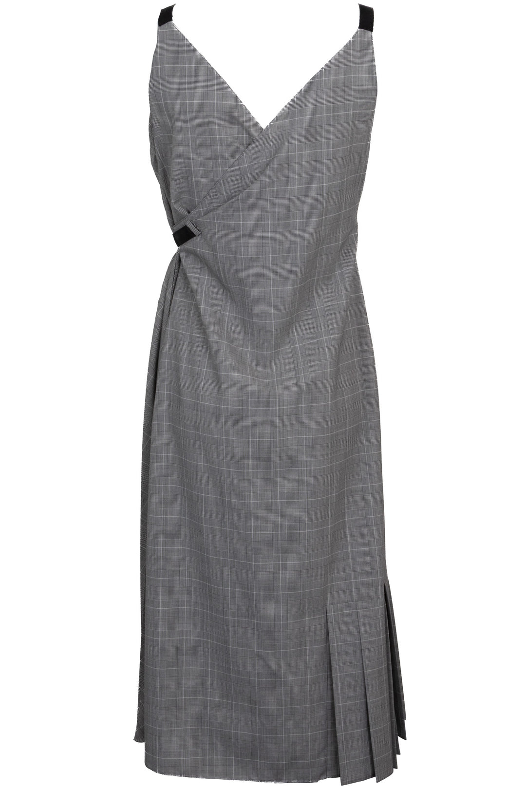 PRADA 2019 Checked Feather Wrap Dress Wool Grey