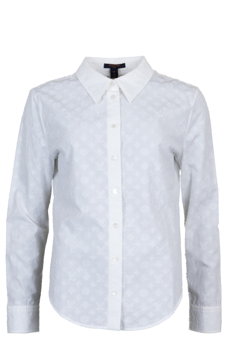 LOUIS VUITTON Monogram Blouse Cotton White