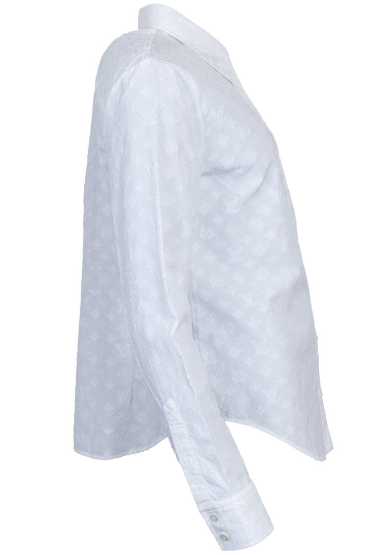 LOUIS VUITTON Monogram Blouse Cotton White