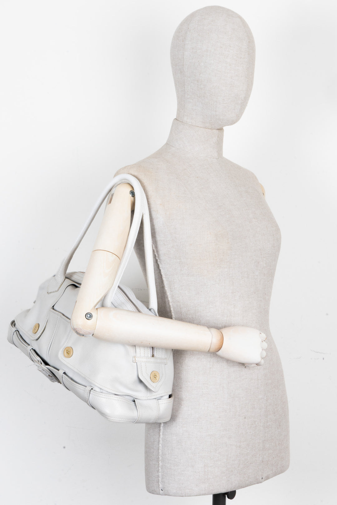 JEAN PAUL GAULTIER Vintage Trench Coat Shoulder Bag Leather White