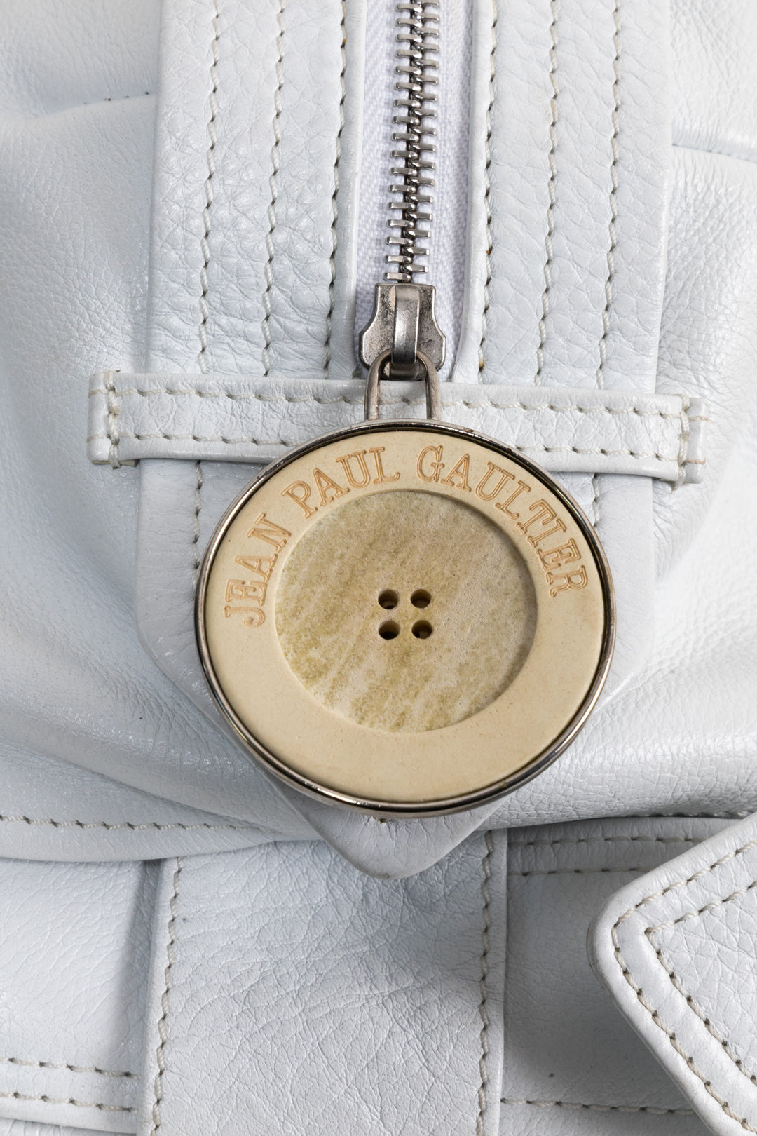 JEAN PAUL GAULTIER Vintage Trench Coat Shoulder Bag Leather White