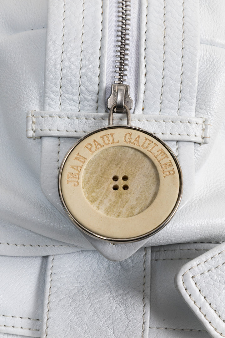 JEAN PAUL GAULTIER Vintage Trench Coat Shoulder Bag Leather White