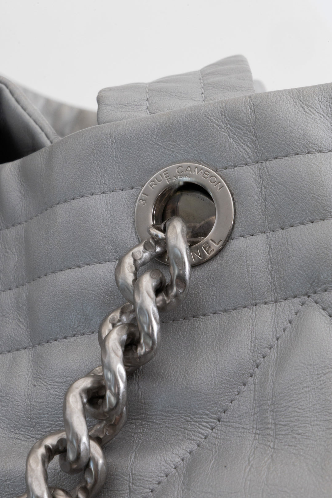 CHANEL 2017 Ground Control Tote Calfskin Silver