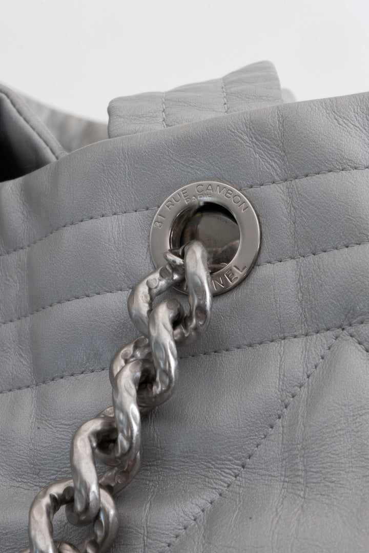 CHANEL 2017 Ground Control Tote Calfskin Silver