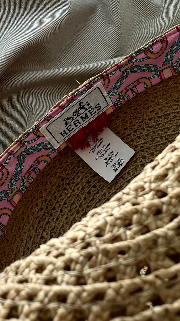 HERMÈS Galatee Raffia Cap Beige